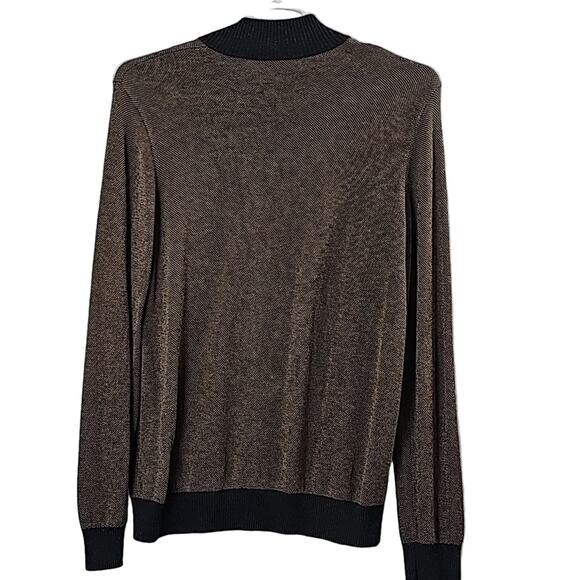 J. McLaughin Men Sz L Brown /Gray Y2K 90s Grand Pa Grunge Preppy 1/4 Zip Sweater - Picture 2 of 10